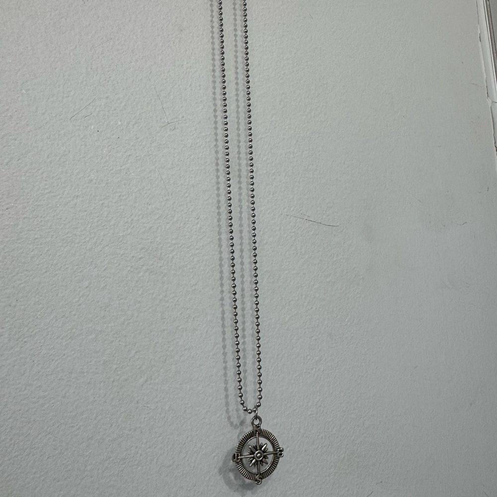 Silver Compass Pendant Necklace